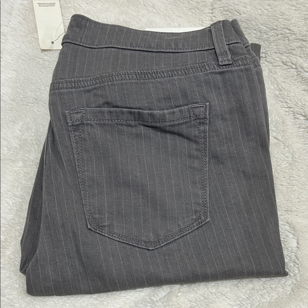 LOFT Charcoal Pinstripe Straight Leg Jeans